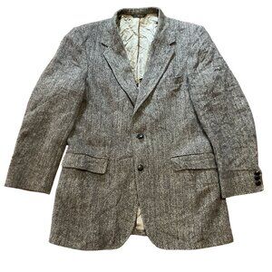 Vintage Roos Bros Harris Tweed Gray Herringbone Sport Coat Blazer Mens 42L Scott